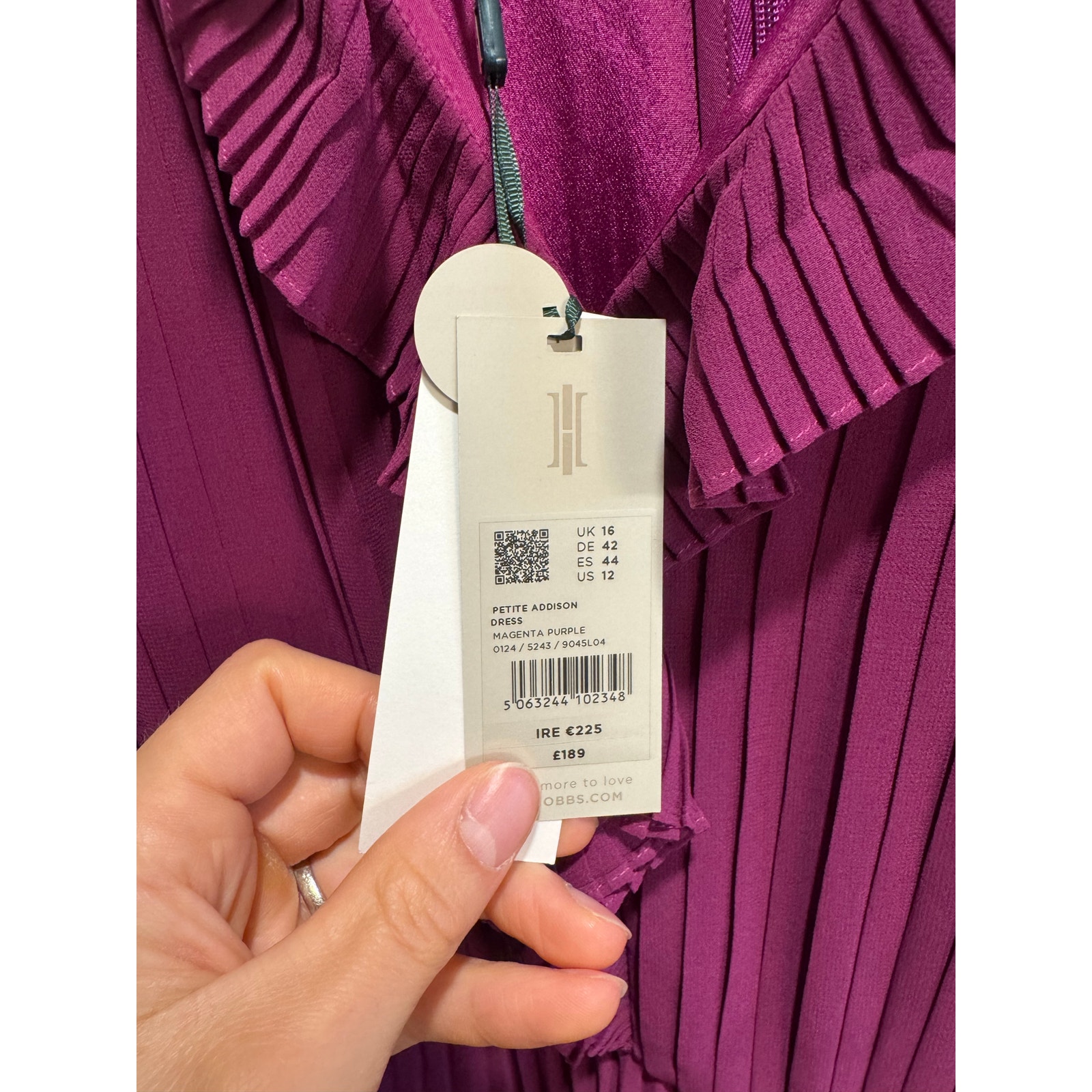New Hobbs Petite Addison Dress Pleated Midi Dress Magenta Purple Size 12p Large — image 5 of 6